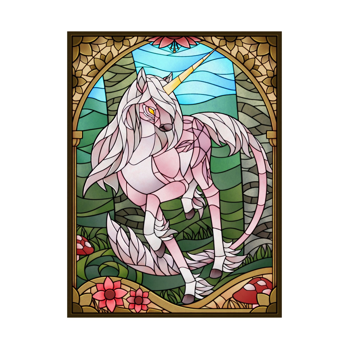 "Stained Glass" Unicorn Matte Poster