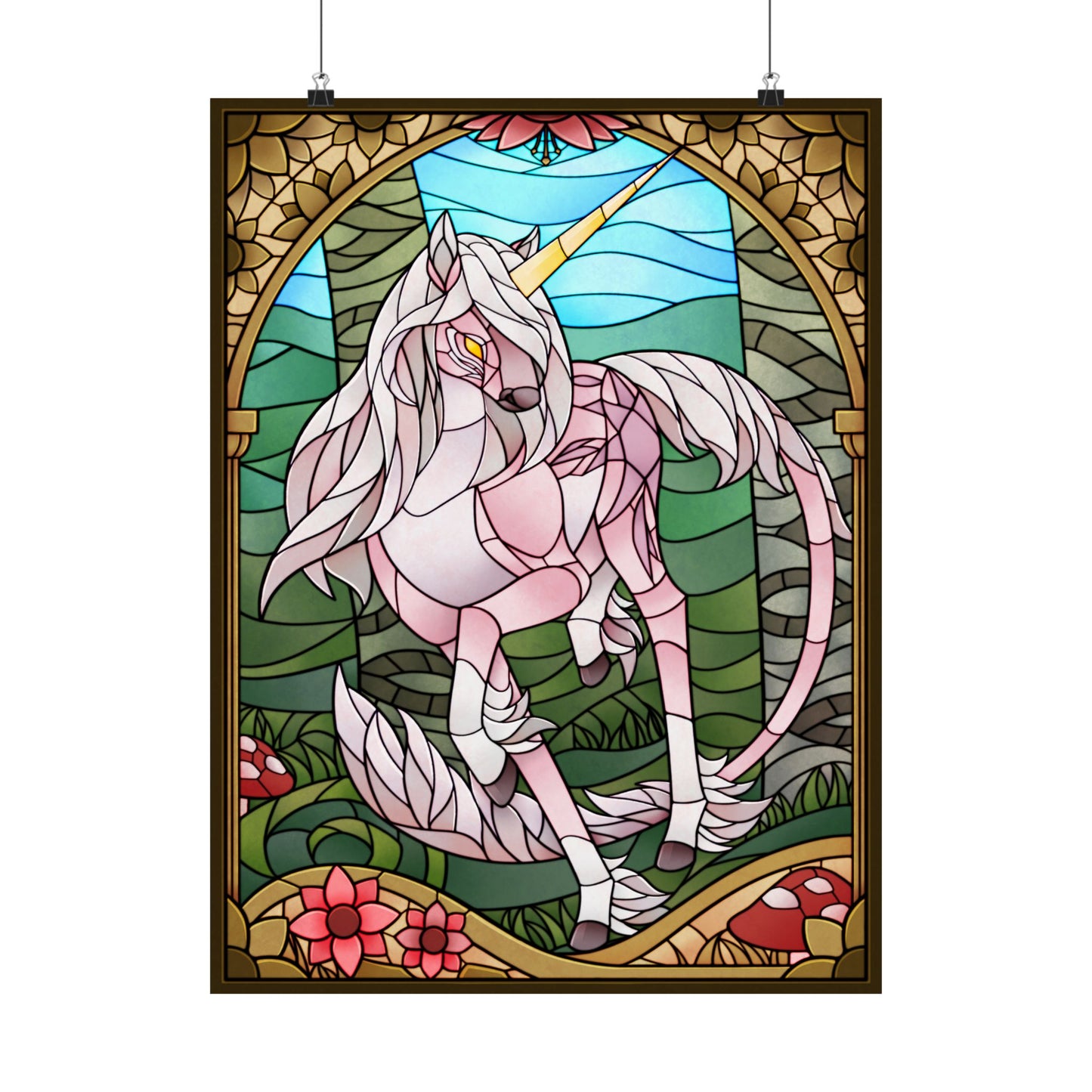 "Stained Glass" Unicorn Matte Poster
