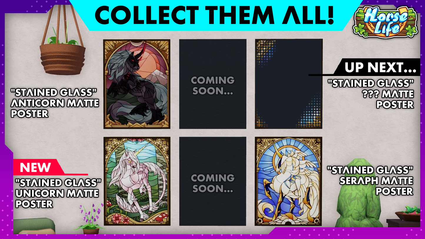 "Stained Glass" Unicorn Matte Poster