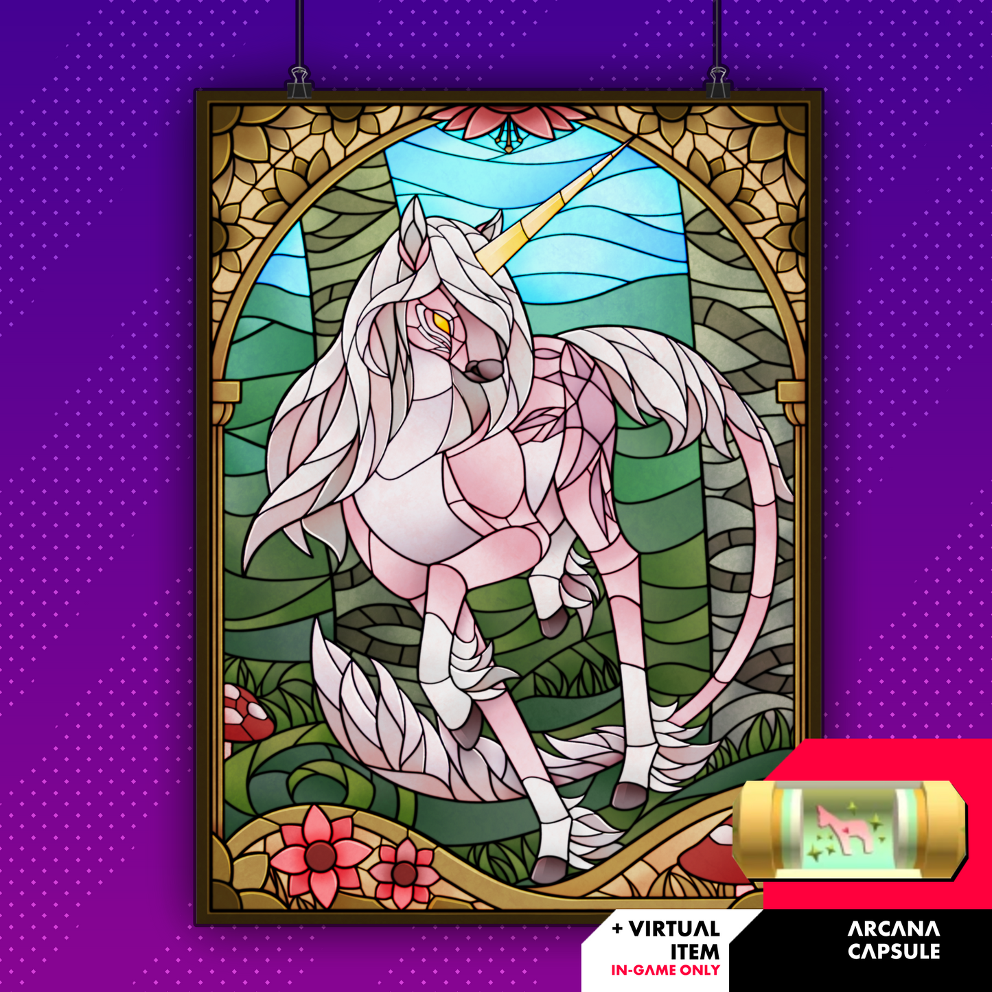 "Stained Glass" Unicorn Matte Poster
