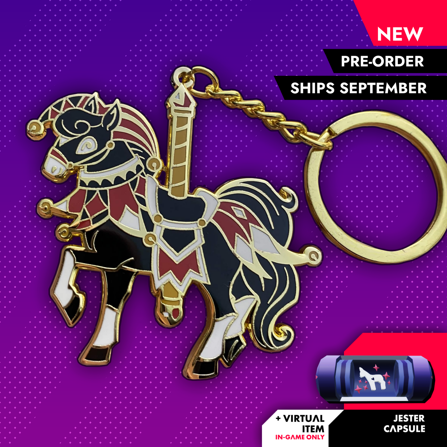 Jester Carousel Enamel Keychain
